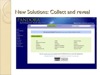 New Solutions: Collect and reveal
 