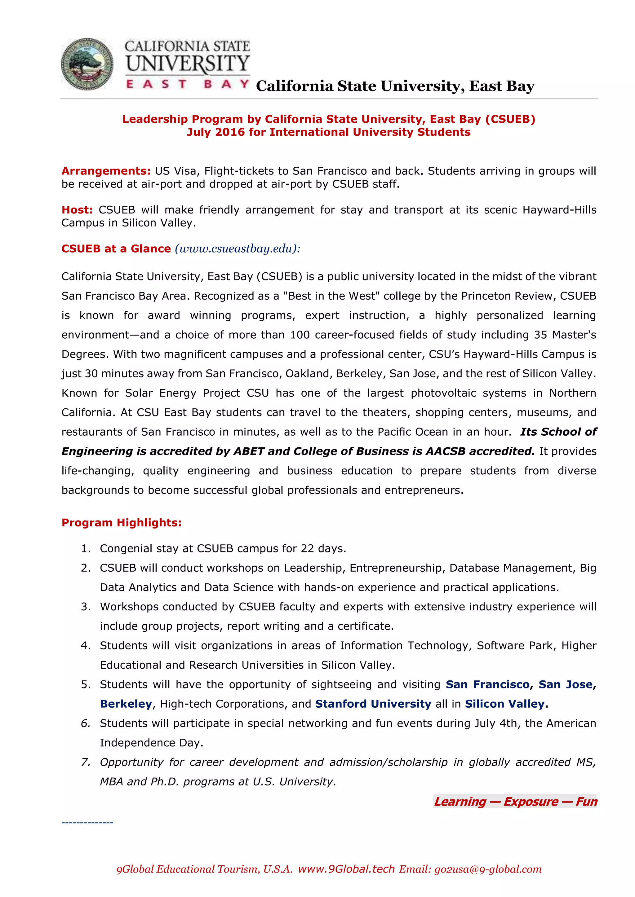 CSUEB Leadership Development Program 2016 PDF