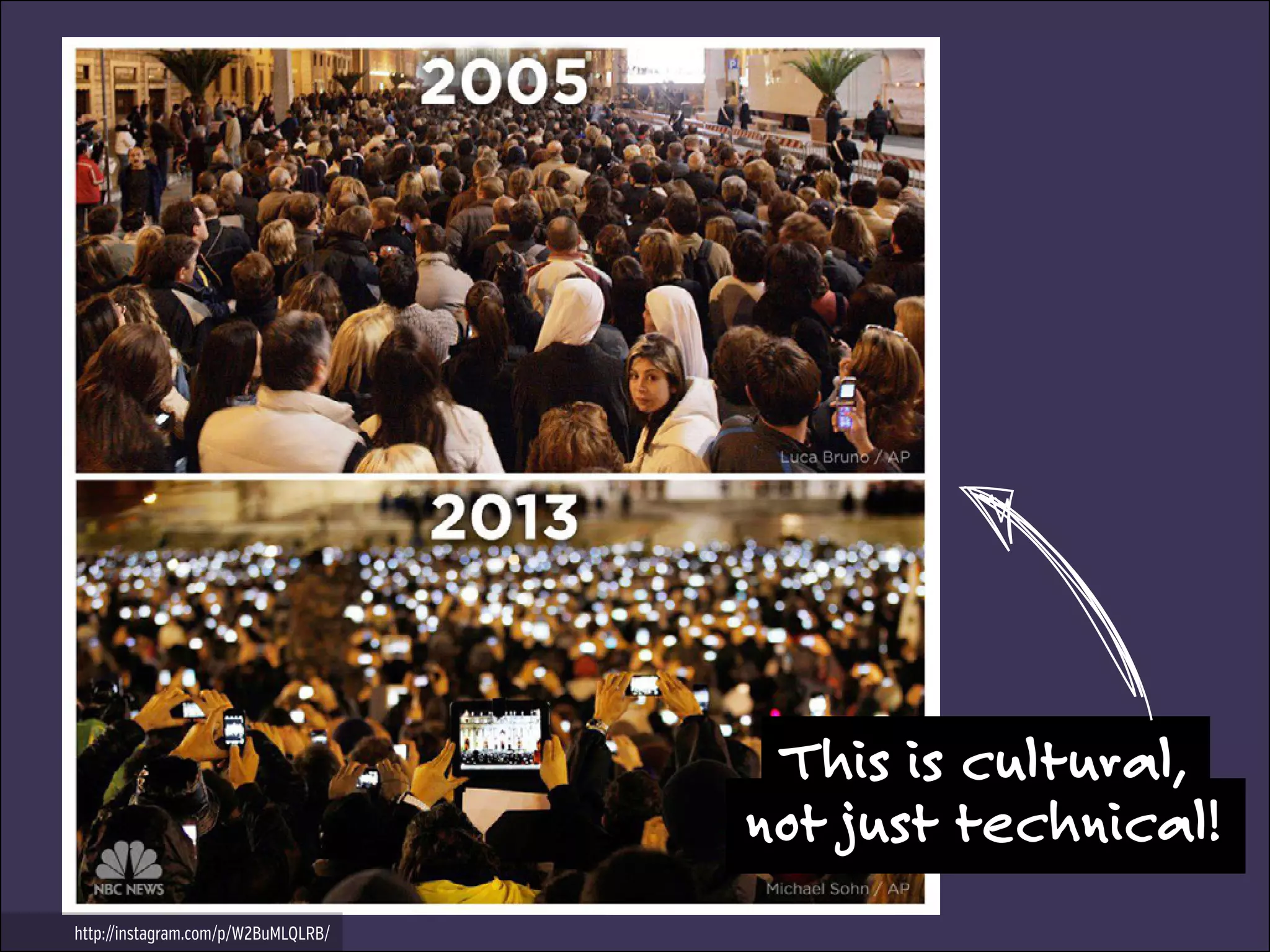 This is cultural,
not just technical!
http://instagram.com/p/W2BuMLQLRB/

 