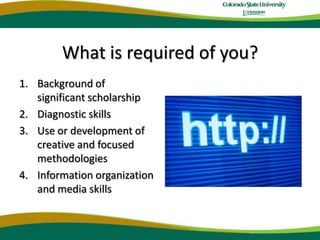What is required of you?Background of significant scholarship