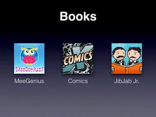 Books




MeeGenius    Comics   JibJab Jr.
 