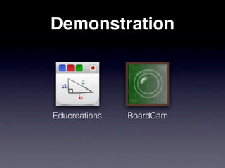 Demonstration




Educreations   BoardCam
 
