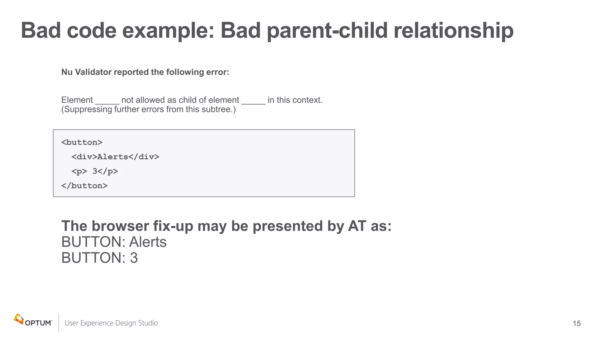 Bad code example: Bad parent-child relationship
 
