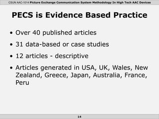 PECS is Evidence Based Practice <ul><li>Over 40 published articles  </li></ul><ul><li>31 data-based or case studies </li><...