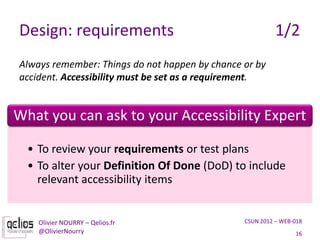 Design: requirements                                      1/2
Always remember: Things do not happen by chance or by
accide...