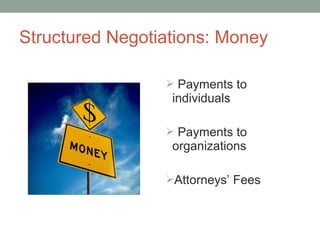Structured Negotiations: Money

                  Payments to
                  individuals

                  Payments ...