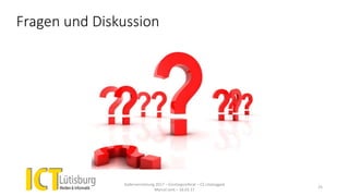 Fragen und Diskussion
Kadervernetzung 2017 – Einstiegsreferat – CS Unplugged
Marcel Jent – 18.03.17
25
 