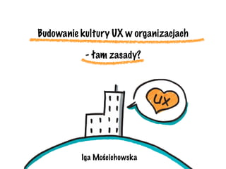 Budowanie kultury UX w organizacjach
- łam zasady?
Iga Mościchowska
 