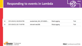 #RSAC
Responding to events in Lambda
 