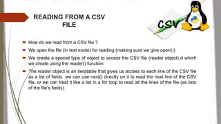 Csv file read and write | PPTX