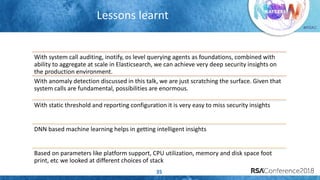 #RSAC
Lessons learnt
35
With system call auditing, inotify, os level querying agents as foundations, combined with
ability...