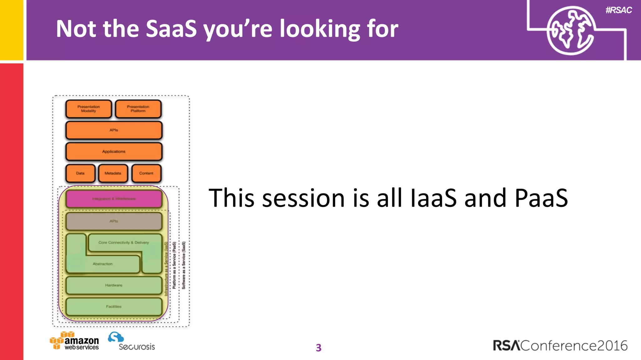 #RSAC
Not the SaaS you’re looking for
3
This session is all IaaS and PaaS
 