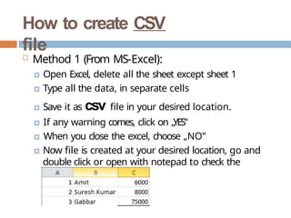 CSV FILES CLASS 12 CBSE BOARD EXAM Important points | PPTX