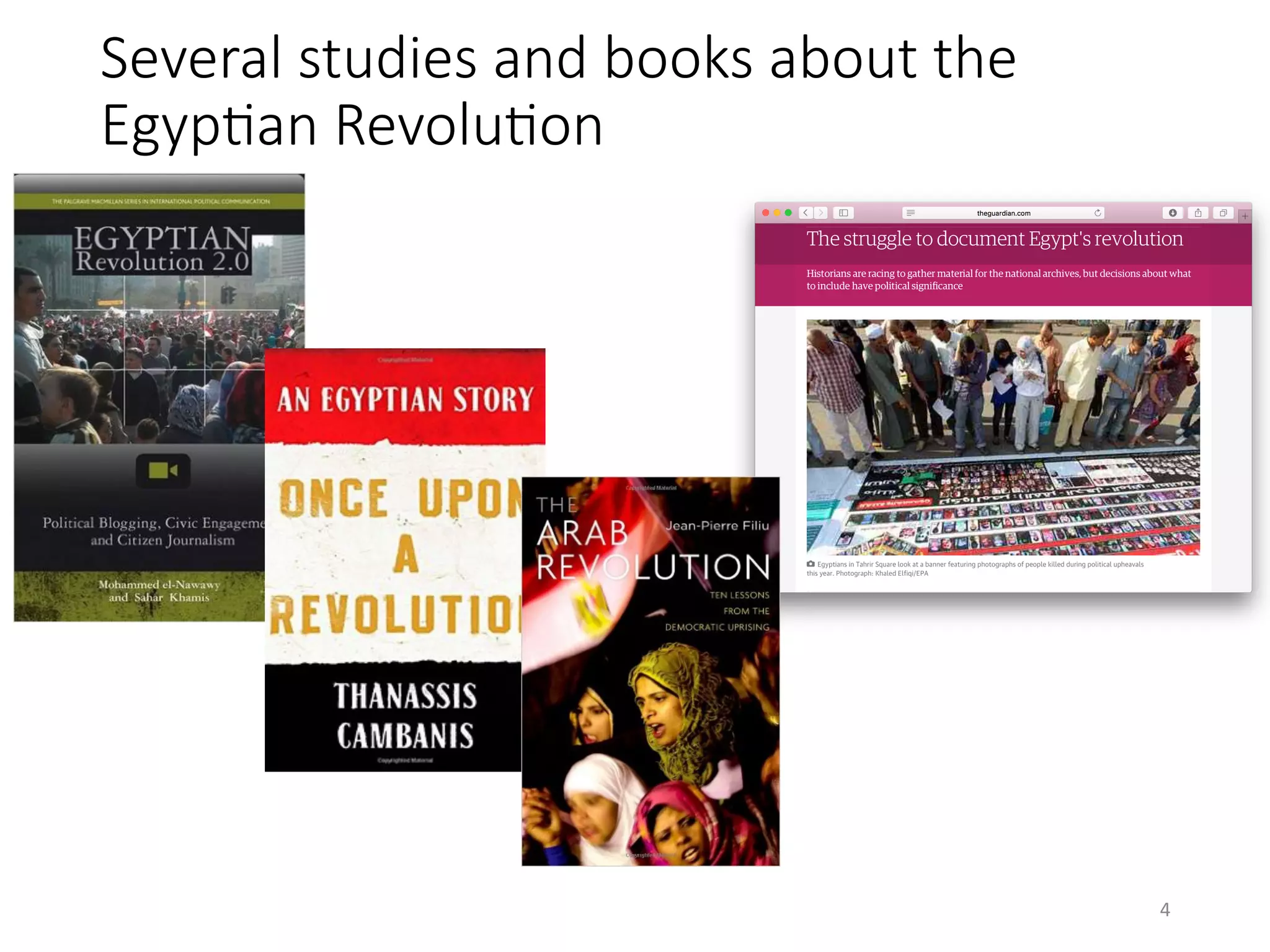 Several studies and books about the
EgypHan RevoluHon 
4	4	
 