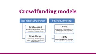 Crowdfunding models
 