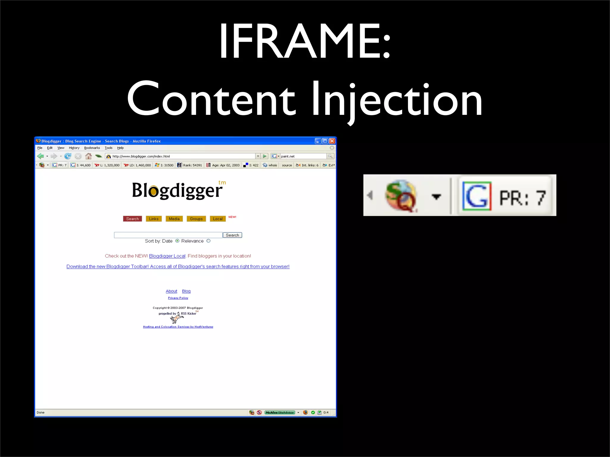 IFRAME:
Content Injection
 
