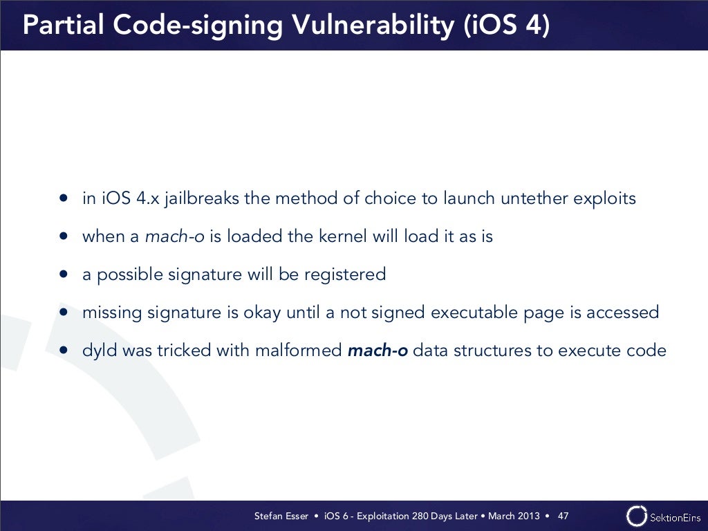Partial Codesigning Vulnerability (iOS 4)