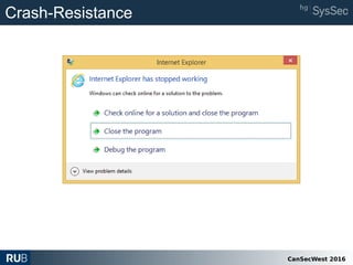 CanSecWest 2016
Crash-Resistance
 