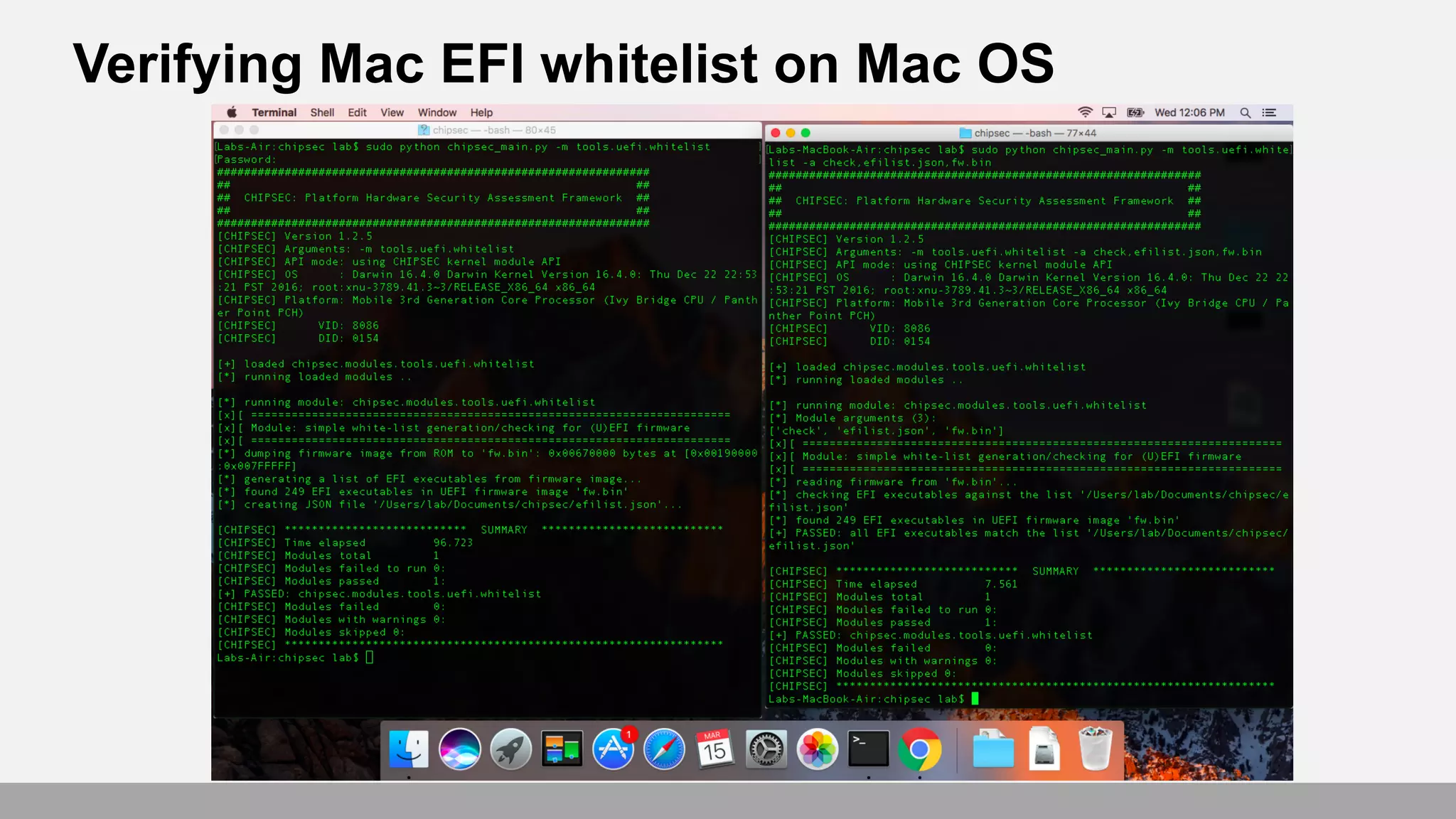 Verifying Mac EFI whitelist on Mac OS
 