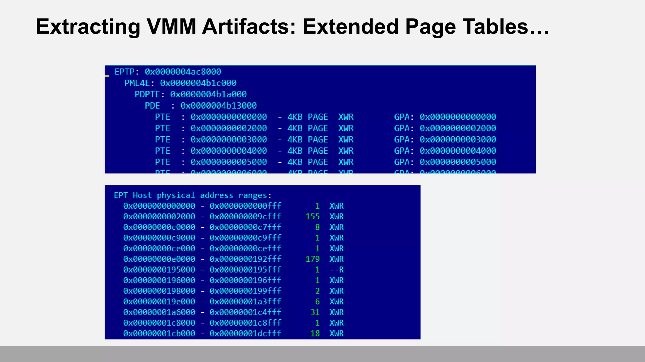 Extracting VMM Artifacts: Extended Page Tables…
 