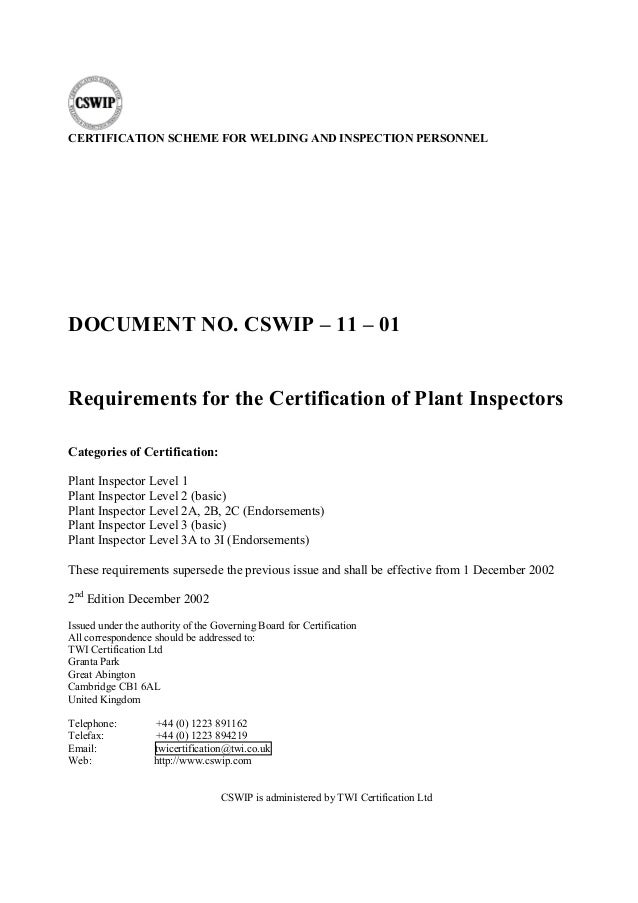 cswip 11 01 plant inspection sss form 3a