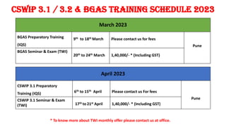 CSWIP 3.1 3.2 & BGAS Training schedule 2023 in Pune India | PDF