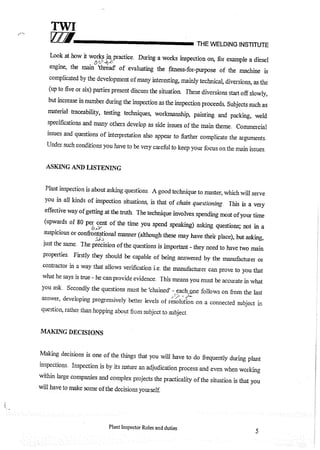 Cswip plant inspector course level i week 1