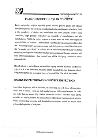 Cswip plant inspector course level i week 1