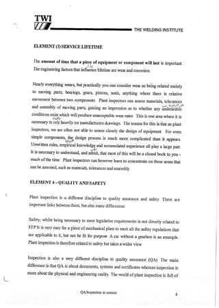 Cswip plant inspector course level i week 1