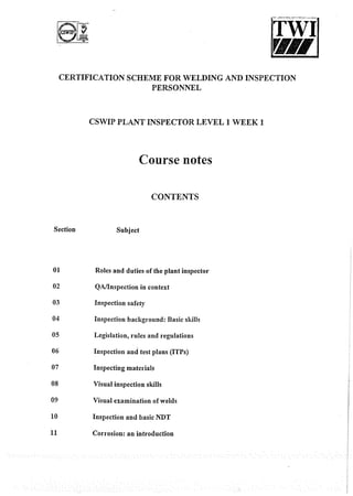 Cswip plant inspector course level i week 1