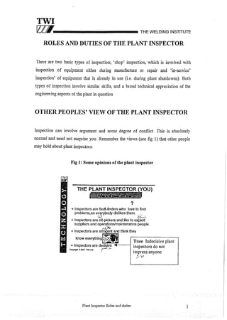 Cswip plant inspector course level i week 1