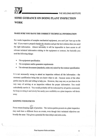 Cswip plant inspector course level i week 1