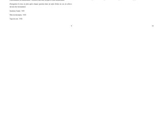 9
Nbre de décimales ; 2
Type de cote : vraie
- Dans la vue de face, affichez les positions des pièces de l’assemblage « Assyl » pour les
deux Configurations « Cl » et « C2 »
-Créez la cote oblique XX comme illustré entre la même arrête de la manivelle dans les deux
positions.
Quelle est la valeur de XX (degrés) ?
Exercice 8
Fonctionnalité de nomenclature : création d'une mise en plan et d'une nomenclature
(Enregistrez la mise en plan après chaque question dans un autre fichier au cas où celle-ci
devrait être réexaminée)
Système d’unité : N/D
Nbre de décimales : N/D
Type de cote : N/D
10
Remarque : les images associées à cet exercice sont fournies uniquement à des fins de référence.
La table de nomenclature créée peut différer du contenu illustré.
- Décompressez le fichier « Problem_Set_B.zip » en plaçant son contenu dans le dossier
Windows de votre choix. Ce fichier zip contient tous les assemblages, les composants et les
mises en plan nécessaires pour cet exercice.
- Ouvrez l’assemblage « Full_Grill_Assembly.sldasm », La configuration « Full a doit être
la configuration active.
- Créez une mise en plan de taille C ou A3 à partir de cet assemblage. Insérez la vue «
Isométrique » de l'assemblage en ut lisant une échelle 1:8,
- Créez une nouvelle table de nomenclature avec les options suivantes :
- Type de nomenclature : Pièces uniquement
- Configurations : Full • Regroupement des configurations de pièces : Afficher avec le même
numéro d'article, Afficher sous un seul article toutes les configurations de la même pièce
- Configurations de pièces : Afficher avec le même numéro d'article, Afficher sous un seul
article toutes les configurations de la même pièce augmentant la valeur par incrément de 1
-Autorisez la modification des numéros d'article lors de la réorganisation des lignes
- La première colonne doit être « No. Article »
• La seconde colonne doit indiquer la propriété personnalisée « PartNo »
• La troisième colonne doit indiquer la propriété personnalisée « Description »
• La quatrième colonne doit indiquer la « Quantité »
Recherchez la quantité de « Corner Braces » de référence RTEW1223 dans l'assemblage.
☐ 8 ☐ 4 ☐ 7 ☐ 2
 