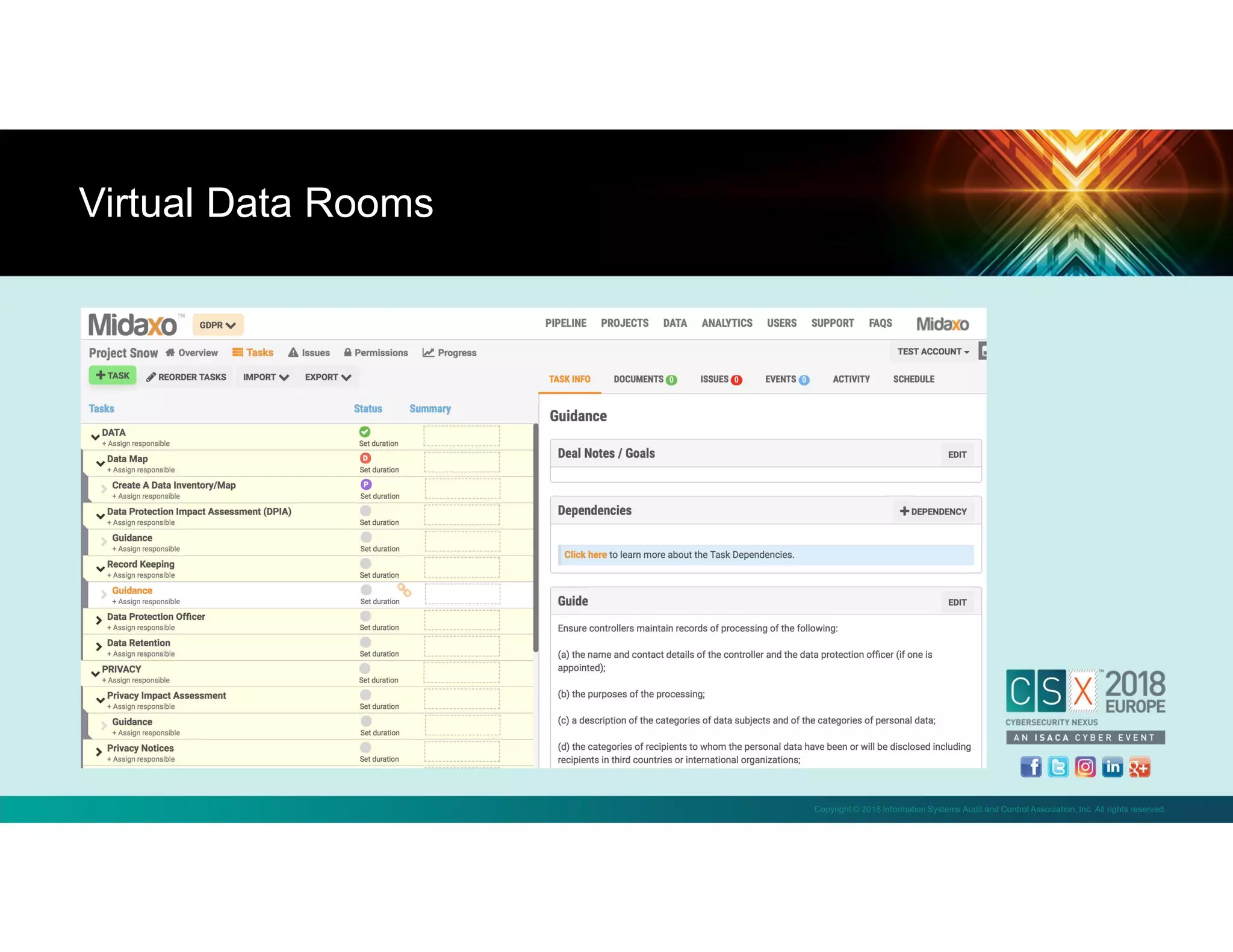 Copyright © 2018 Information Systems Audit and Control Association, Inc. All rights reserved.
Virtual Data Rooms
 