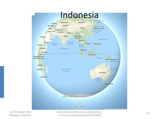 14-15 October 2019
Bandung, Indonesia
International Conference on Computation
in Science and Engineering (ICCSE 2019)
35
Indonesia
 