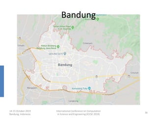 14-15 October 2019
Bandung, Indonesia
International Conference on Computation
in Science and Engineering (ICCSE 2019)
36
Bandung
 