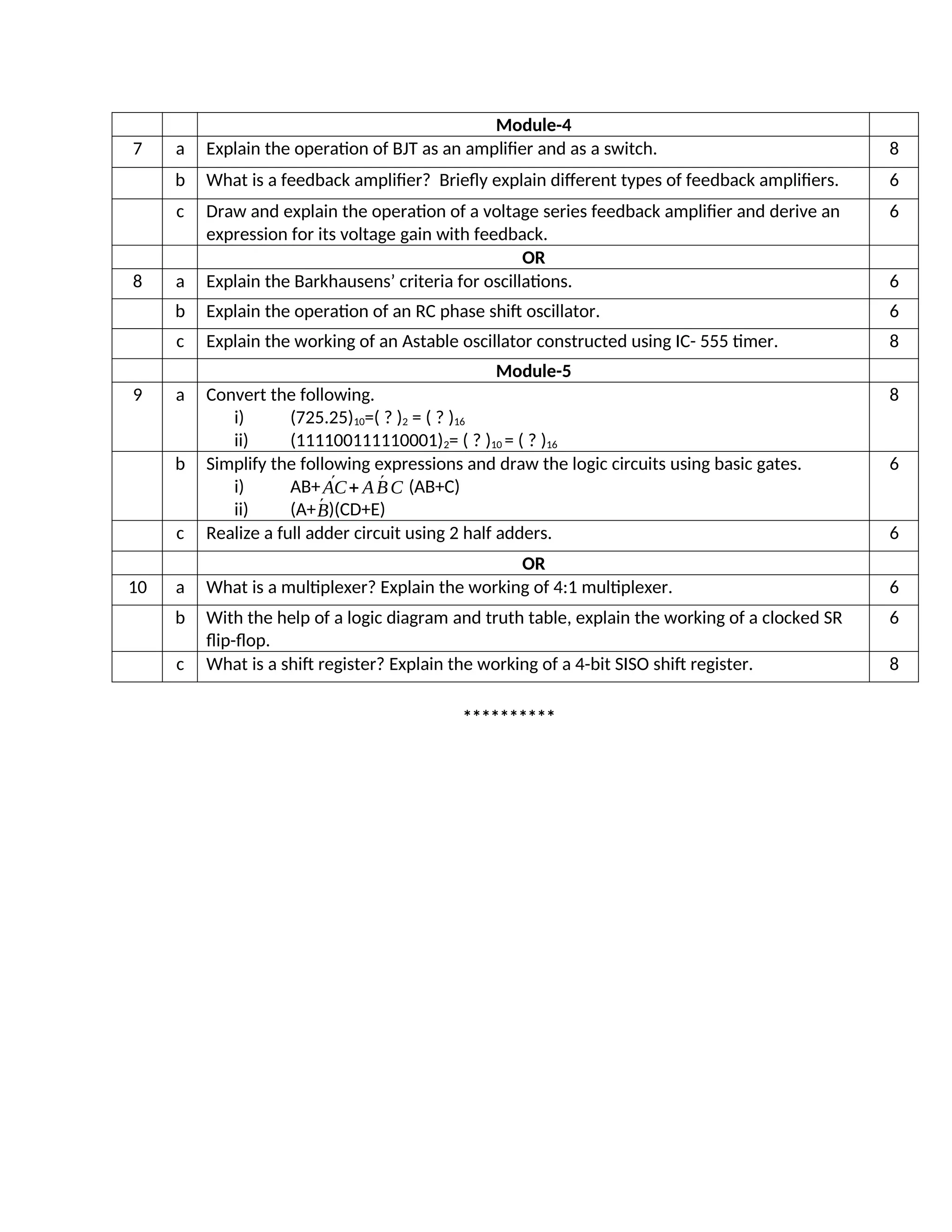 1st and 2nd Semester 2018 scheme C cycle model question papers | PDF