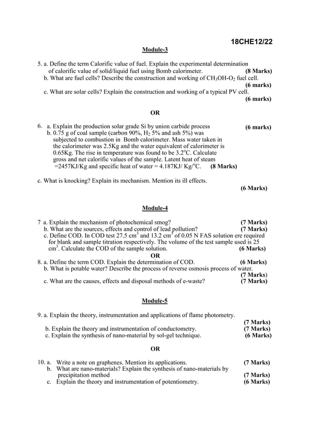 1st and 2nd Semester 2018 scheme C cycle model question papers | PDF