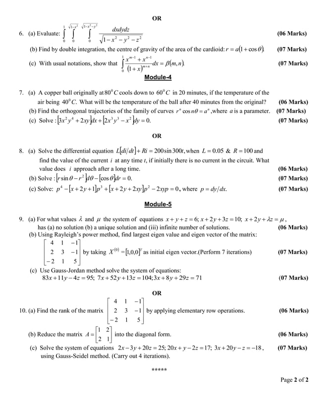 1st and 2nd Semester 2018 scheme C cycle model question papers | PDF
