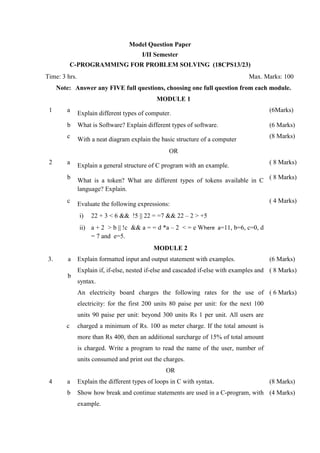 1st and 2nd Semester 2018 scheme C cycle model question papers | PDF