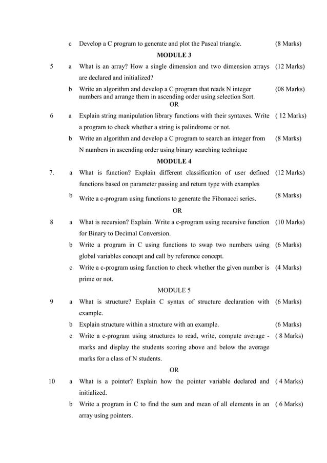 1st and 2nd Semester 2018 scheme C cycle model question papers | PDF