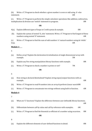1st and 2nd Semester 2018 scheme C cycle model question papers | PDF image.