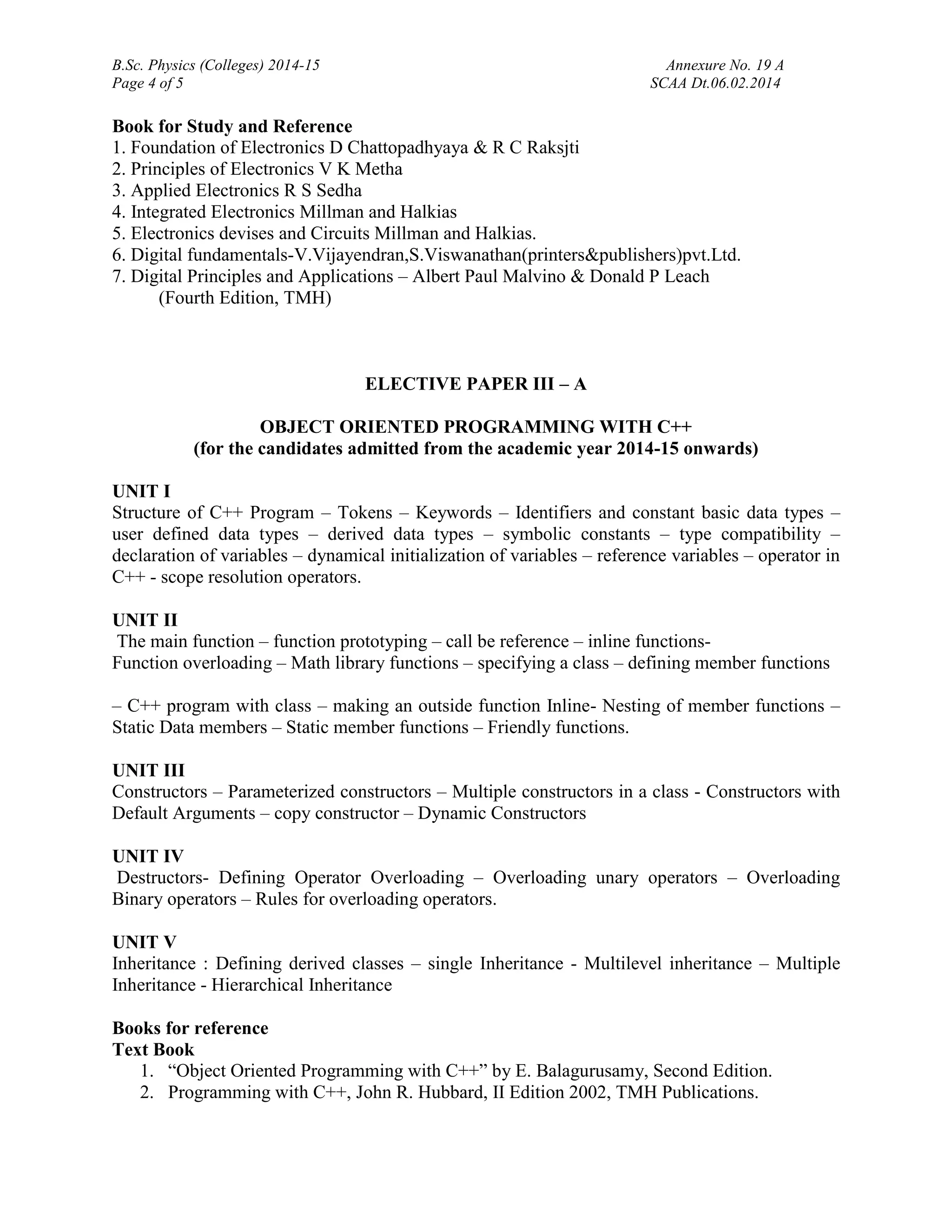 C++ syllabus | PDF | Programming Languages | Computing
