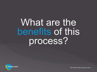 What are the
benefits of this
  process?

                   20
 