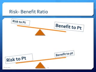 Risk- Benefit Ratio
16-05-2014 23
 