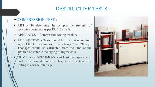 DESTRUCTIVE AND NON-DESTRUCTIVE TEST OF CONCRETE | PPTX | Chemistry ...