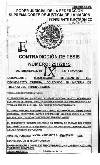 Denuncia Contradicción de Tesis Inconstitucionalidad de Tope Salarios Caidos