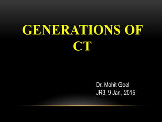 GENERATIONS OF
CT
Dr. Mohit Goel
JR3, 9 Jan, 2015
 