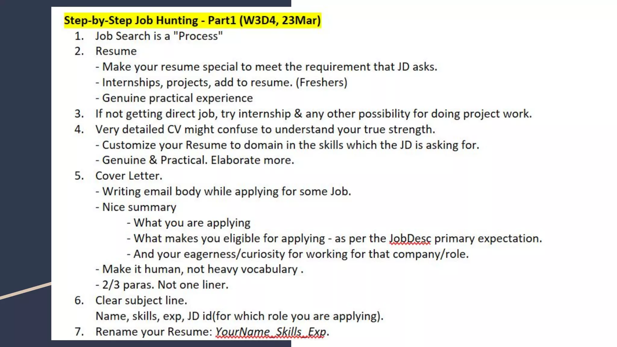 Step-by-Step Job Hunting - Part1 (W3D4, 23Mar) | PDF