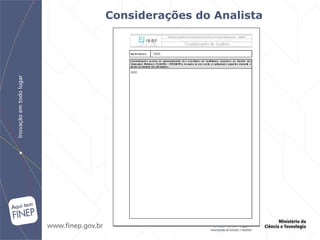 Considerações do Analista 